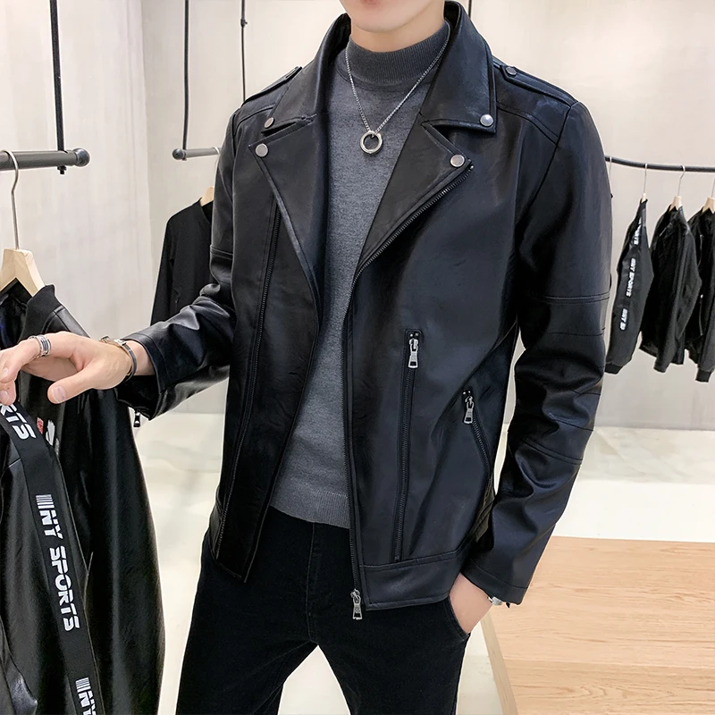 Черная мотоциклетная мужская куртка Chaqueta Hombre кожаная винно-красная Модная
