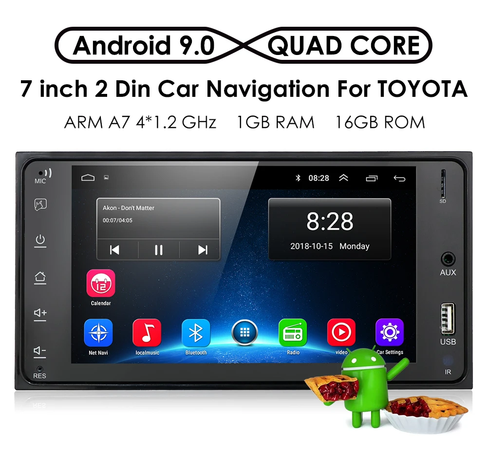 2 din, android 9,0, универсальный автомобильный мультимедийный плеер, автомагнитола, стерео для toyata VIOS CROWN CAMRY HIACE PREVIA COROLLA RAV4
