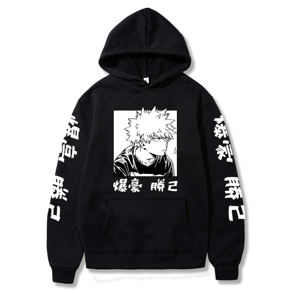 

My Hero Academia Bakugo Hoodies Plus Size Warm Pullover Casual Letter Printing Hooded Streetswear Sweatshirt