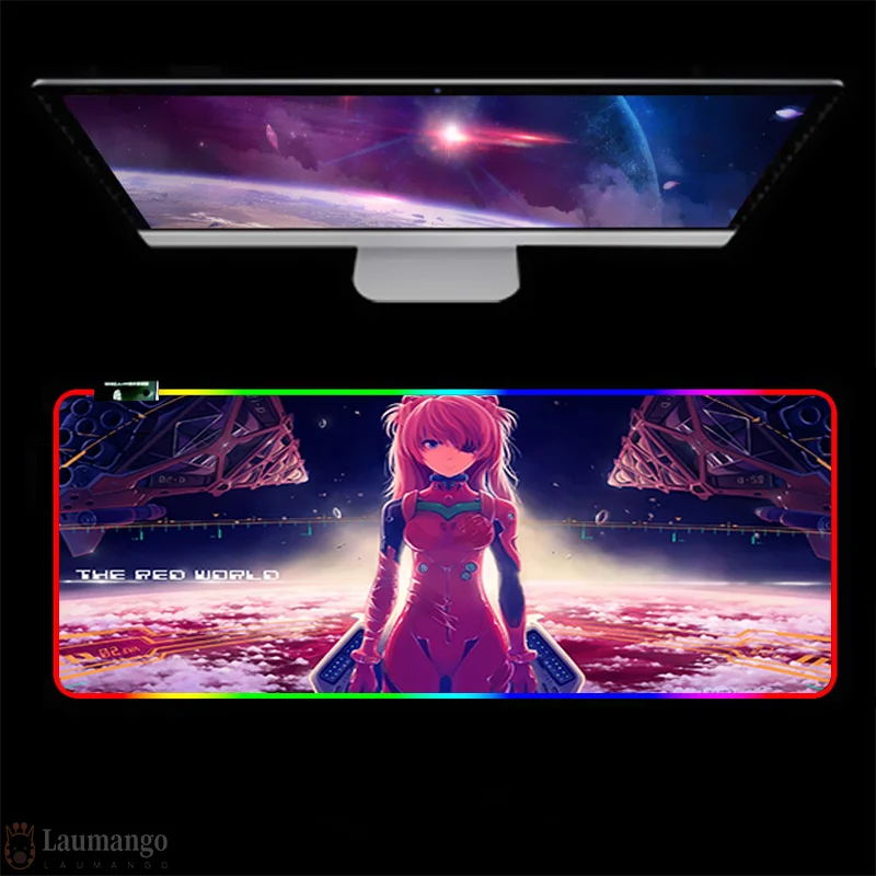 

RGB Mouse Pad Evangelion Large 900x400x4mm Xxl RGB Ggaming accessories LED Light desk Mat Office Computer Keyboard mousepad