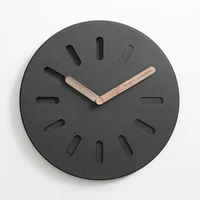 Non Ticking Modern Home Decoration Retro Square Clock Concrete Wooden Black DIY Wall Clock for Gift