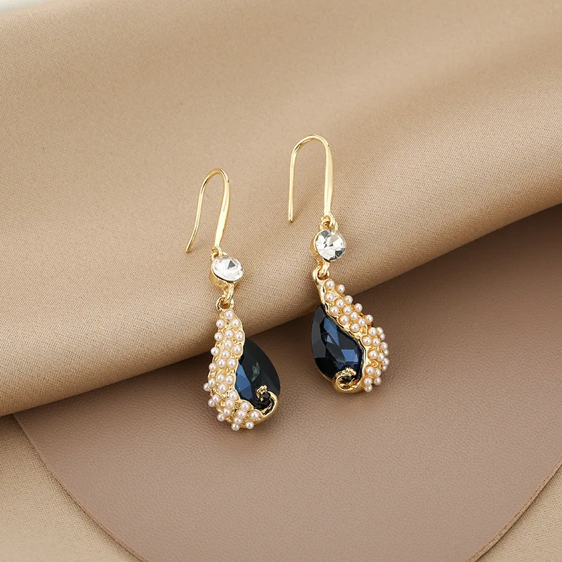 

Karopel 925 Silver Noble Phoenix High-end Sapphire Peacock Pendant Earrings Temperament Wild Net Red Elegant Fashion Earrings
