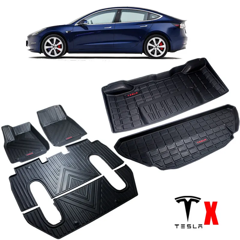 Audew для Tesla Model X TPO передние и задние черные 6/7 сидения автомобильный коврик пола