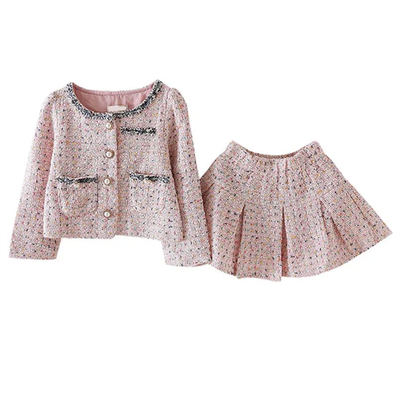 

DFXD High Quality Spring Kids Clothes Girl Clothing Set Princess Full Sleeve Cardigan Coat Skirt Toddler 2-8Yrs Girls Outfits