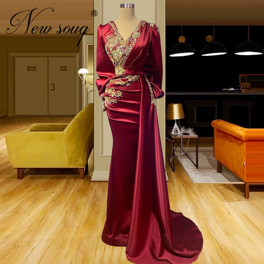 

Dubai Design Red Wedding Party Dress 2022 Beaded Mermaid Evening Gowns Robe De Soirée Femme Runway Gowns Arabic Prom Dresses