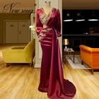 Женское вечернее платье с юбкой годе, красное платье с бусинами в стиле Дубая для свадебной вечеринки, лето 2022
