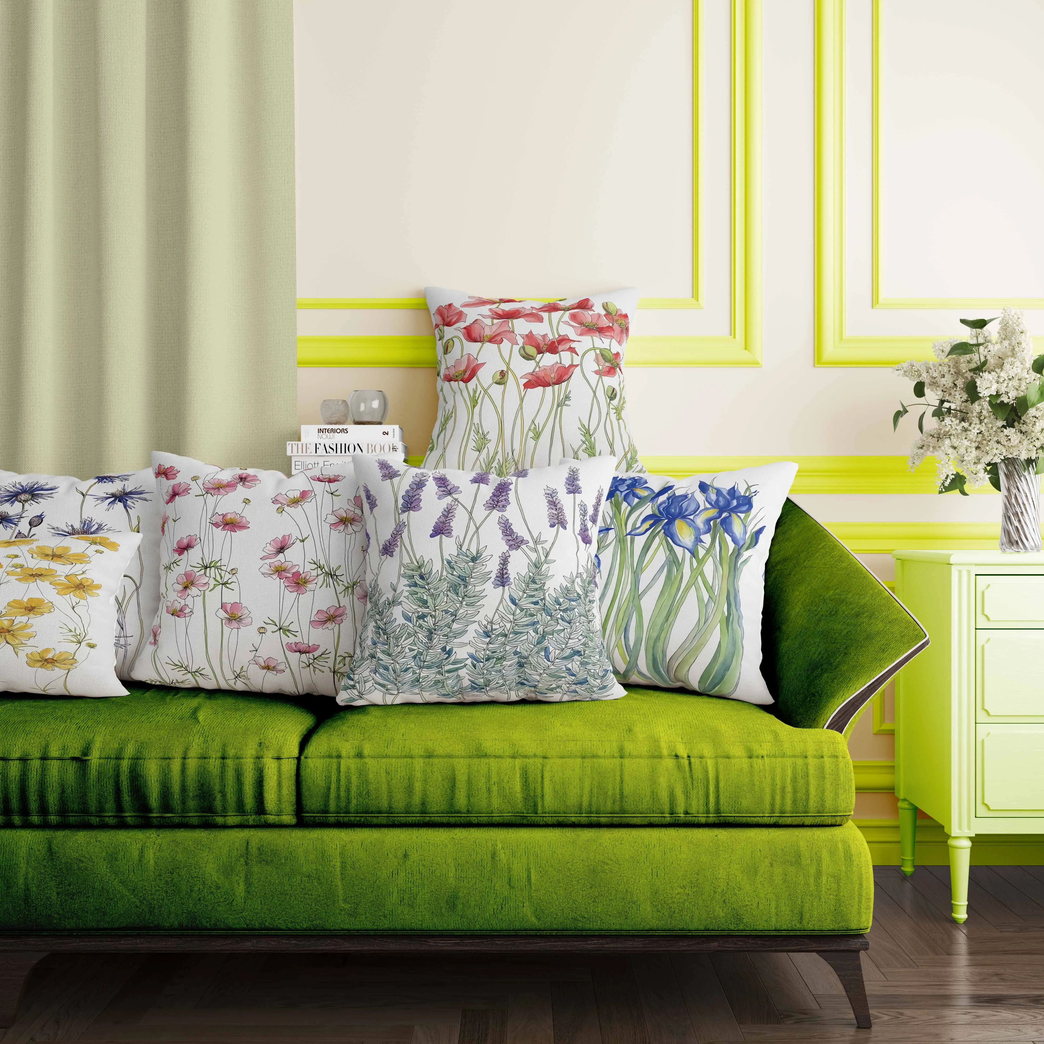 

Простые квадратные фотообои с цветочным принтом 40x40 см