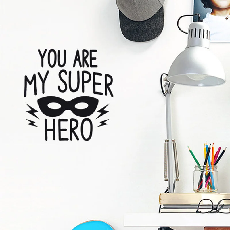 

You Are My Super Hero Letter Wall Sticker Vinyl Home Decor Kids Room Nursery Decoration Quotes Hero Decals Removable Murals S484