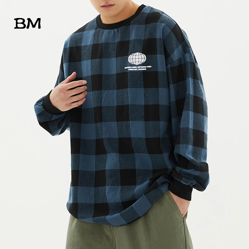 Модная клетчатая Толстовка в стиле хип-хоп для мужчин корейский стиль уличная
