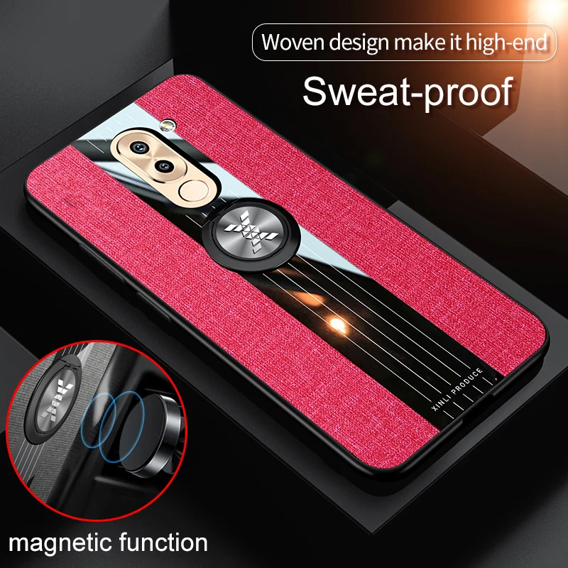 Luxury Cloth Back Cover for Huawei Honor 6X GR5 2017mate 9 Lite Phone Cases Ring Holder Stand Shockproof Armor Honor6X Mate9Lite | Мобильные