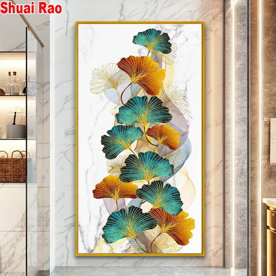 

Golden Leaf Abstract diamond painting picture rhinestone embroidery diamond mosaic 5d cross stitch decoration home