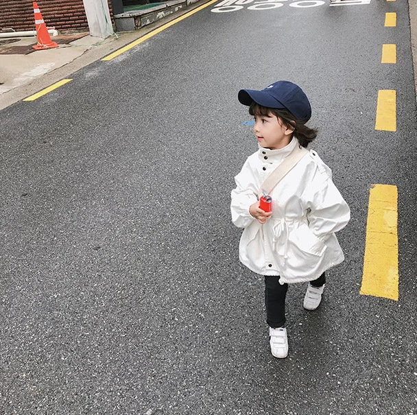 

2019 Girls 'coat rope Korean cotton thick windbreaker coat spring new foreign children's wear 3-8 years jacket kids