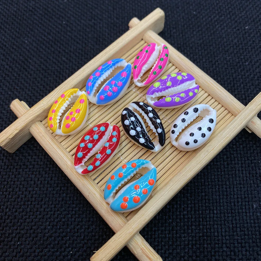 

10pcs/bag Mixed Color Polka Dot Natural Shell Pearl Sea Conch Bead Ladybug Pattern DIYjewelry Making Home Decoration Accessories