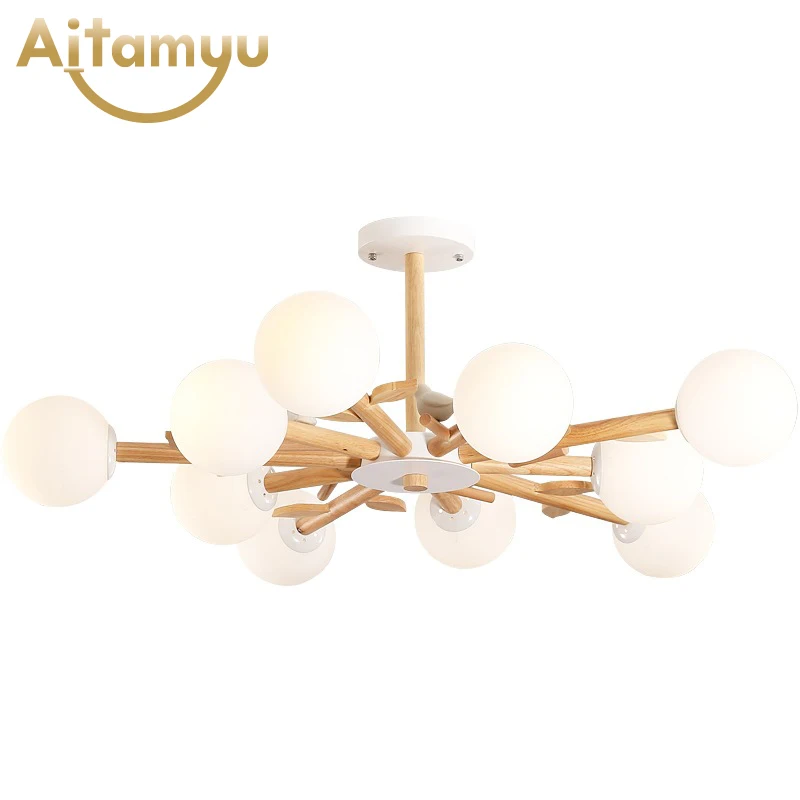 

Home Modern LED luminaires Wooden Chandelier Loft Lighting Novelty Fixtures Nordic Hanging Lights Living Room Pendant Lamps
