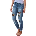 Узкие джинсы с высокой талией для женщин в стиле бойфренд, рваные джинсы-карандаш, женские брюки, джинсы с леопардовым принтом, Джоггеры для женщин