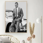 Плакат из фильма Джеймс Бонд 007, винтажная Картина на холсте, черно-белые ретро настенные картины, настенные картины для гостиной, домашний декор