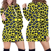 ifpd women hoodie dress 3d yellow leopard print fall long hoodie sweatshirts harajuku animal casual famale long sleeve pullover
