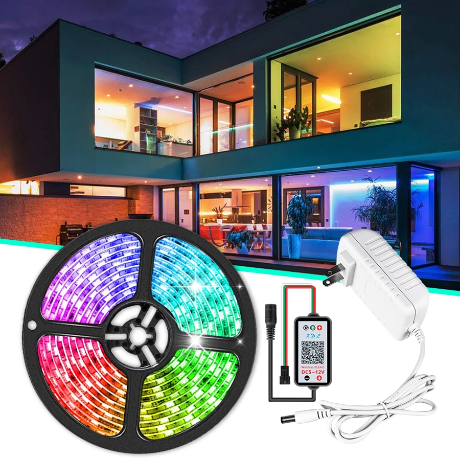 

LED Light With 12v Black APP Bluetooth Control Color RGB Outdoor Waterproof 1M 2M 3M 4M 5M Remote Control TV Background Lighting