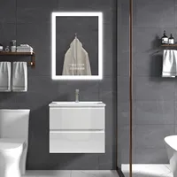 Dropshipping Vanity Cabinet Sink Unit Ceramic Basin Bathroom Storage Funiture High Gloss White Soft Close Drawer LED Mirror