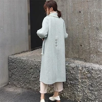 newHigh-End Warm Double-Faced Cashmere Jackets Female Casual Loose Long Overcoat Women Woolen Coat Outerwear X42