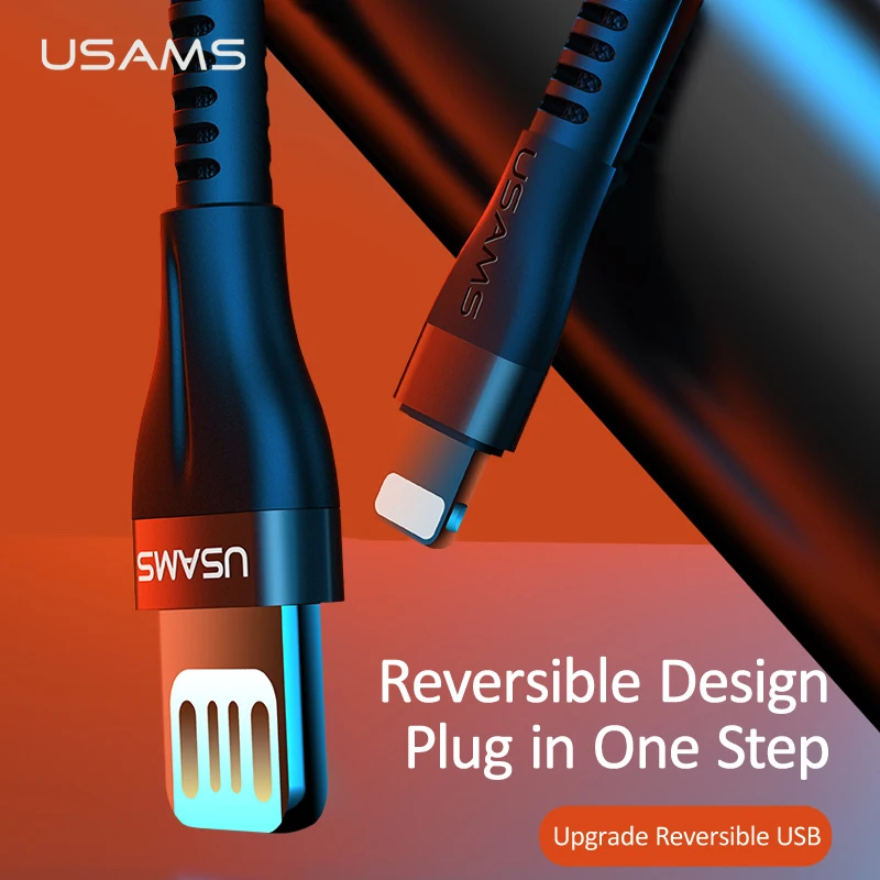 USAMS Реверсивный USB кабель для iPhone X Xs быстрая передача и зарядка данных iPad 8 7