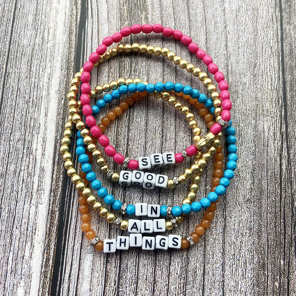 5 шт./компл. Модный богемный яркий акриловый браслет из бусин | Украшения и