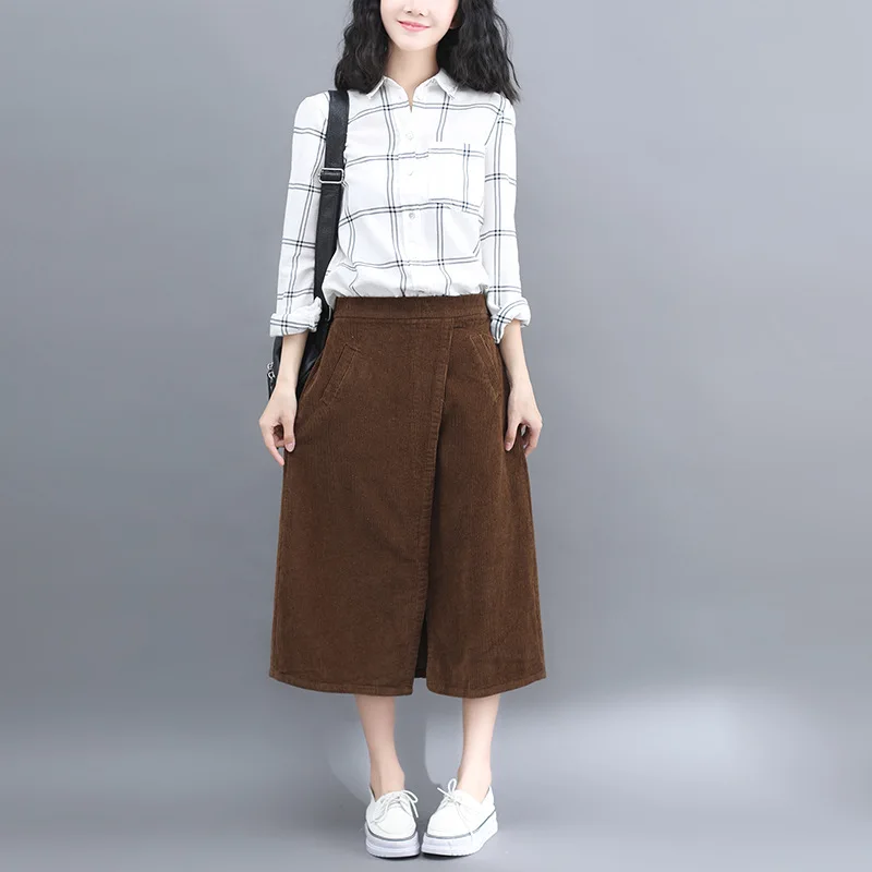 Faldas mujer moda Осенняя новая юбка versa Вельветовая юбка большого размера Женская faldas largas mujer