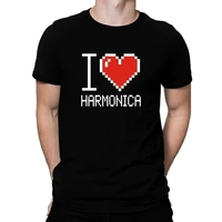 i love harmonica pixelated t shirt