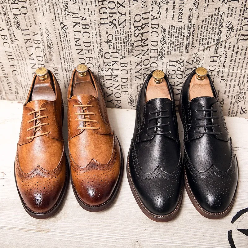 

Men's carved gentleman leather shoes British style casual wedding business shoes men's formal shoes
