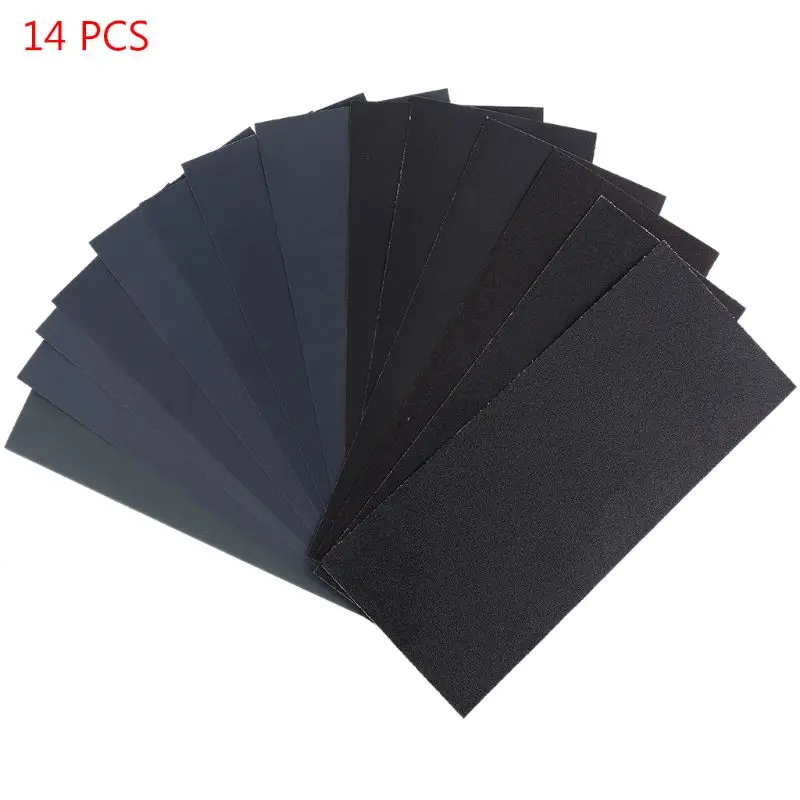 

14PC Wet Dry Sandpaper 120 To 3000 Grit Assortment Abrasive Paper Sheets For Automotive Sanding Wood Furniture Finishing