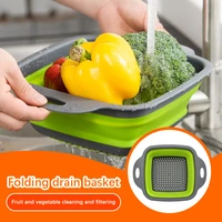foldable strainer fruit vegetable washing basket colander dish drainer silicon colander collapsible drainer kitchen storage tool