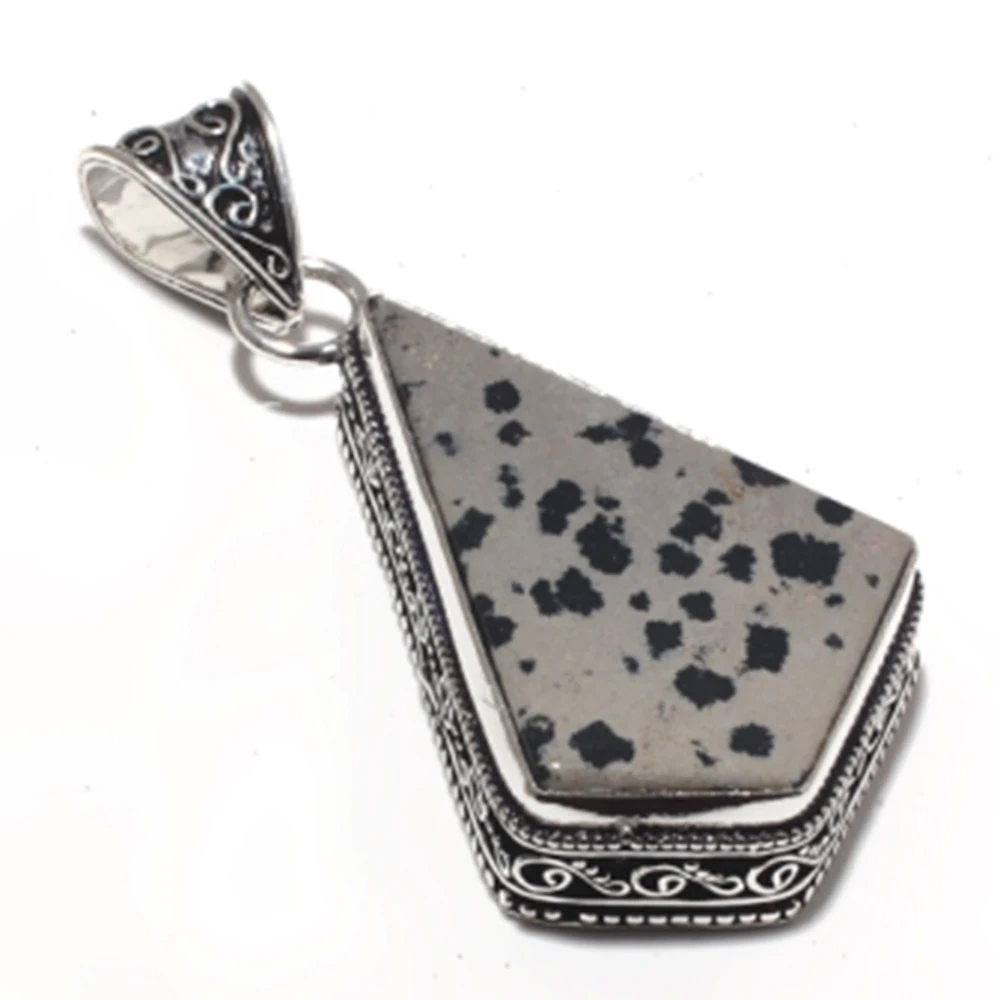 Подлинная Подвеска из яшмы Dalmation серебряное покрытие меди ювелирные украшения