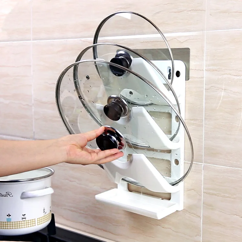 

Kitchen Tool 3 Layer Anti-fall Metal Drying Pan Pot Rack Cover Lid Rest Stand Spoon Holder