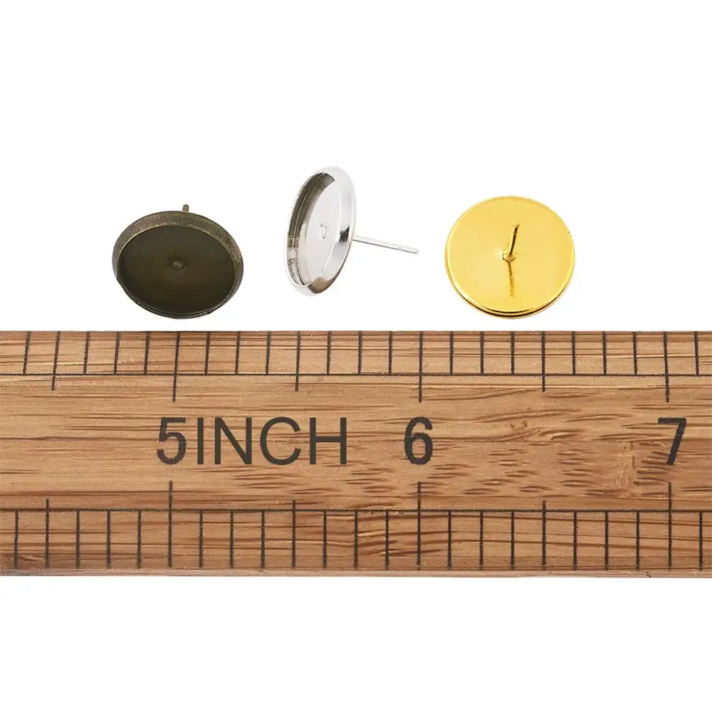 30 шт. латунные шпильки для ушей кабошоны разноцветные плоские круглые