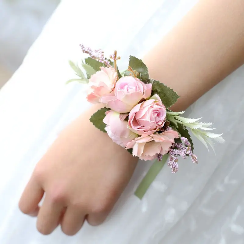 Бутоньерка на запястье Корсажная свадебная бутоньерка искусственная Шелковая