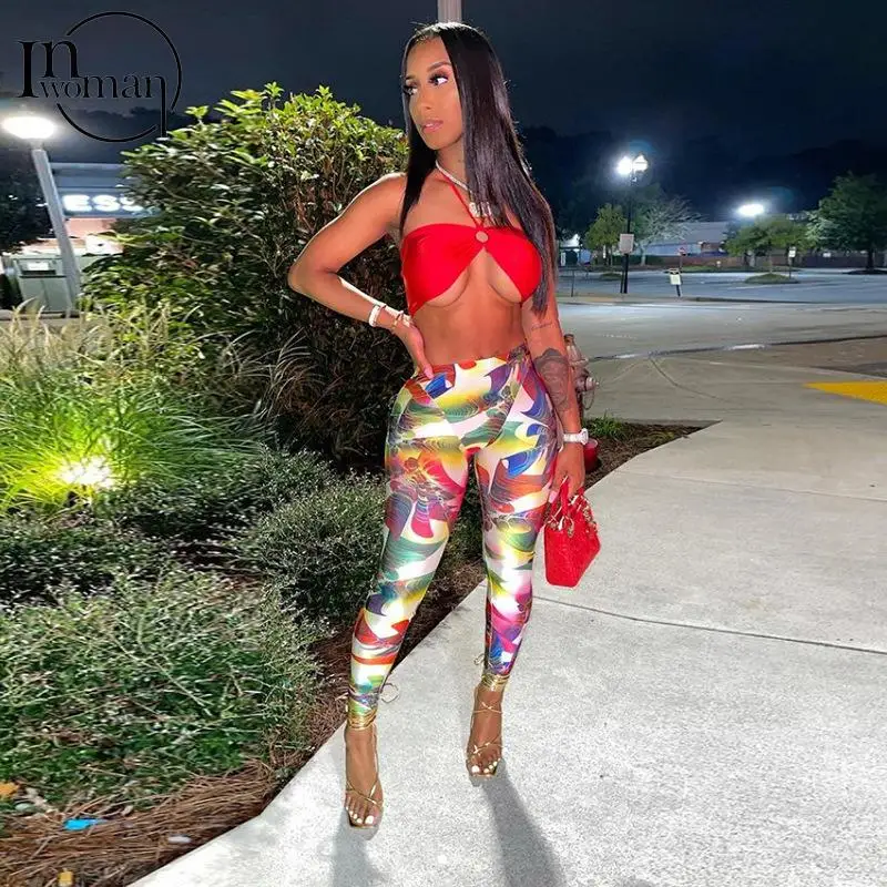 

INWOMAN New Autumn Sexy Digital Printed Leggings Women 2021 High Waist Seamless Leggings Female Skinny Club Fitness Long Pants