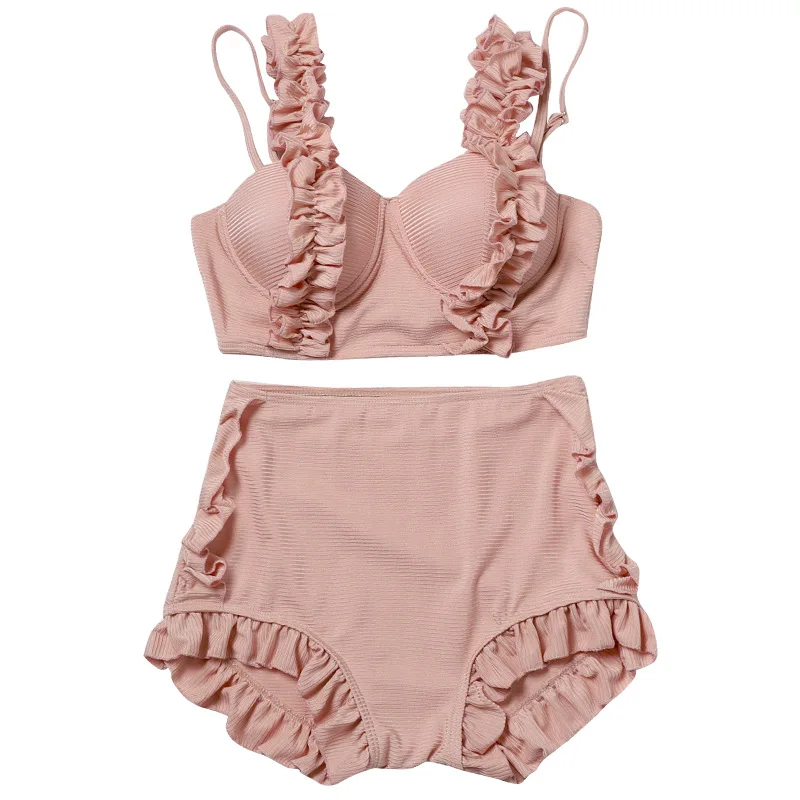 Женский комплект бикини с чашками пуш ап и оборками|Купальники| |