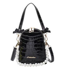 2021 Luxury Design Women Leather Handbbags Fasion Crocodile Pattern Crossbody Bags with Pears Women Shell Bags Phone Bags