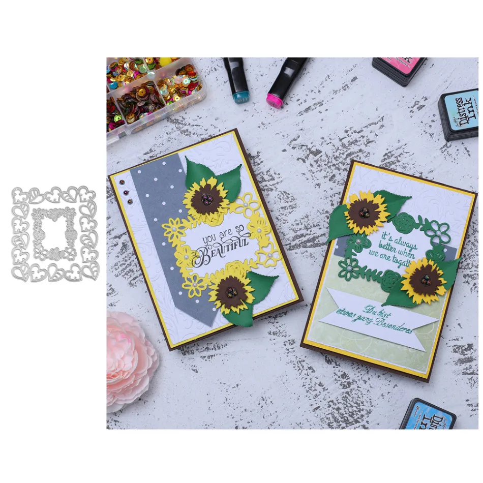 DiyArts 2 шт. сердце Рамка умирает Скрапбукинг пресс-формы лезвия удар Трафареты