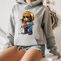 pop singer teddy bear fashion print women hoodie warm wool casual sports long sleeve pullover harajuku hip hop couple sweatshirt