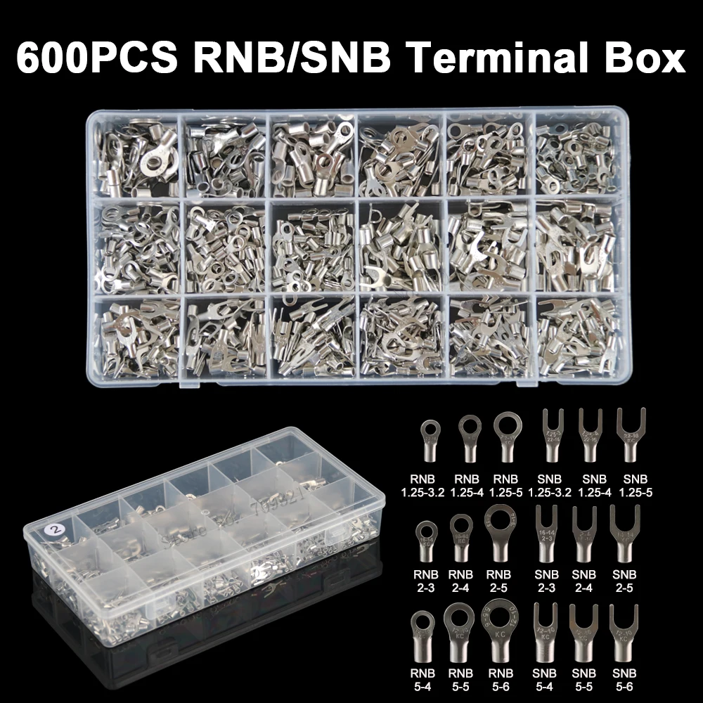 600 шт./кор. RV кольцевая вилка U-клемма латунные обжимные комплекты терминалов