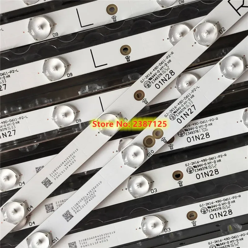 Светодиодный Подсветка полосы для Philips 4" ТВ 49PUF6701/T3 GJ-2K15-XM-D2P5C1-490-D611-C1 49puh4900/88 EVTLBM490E0601 TPT490U2-EQYSH
