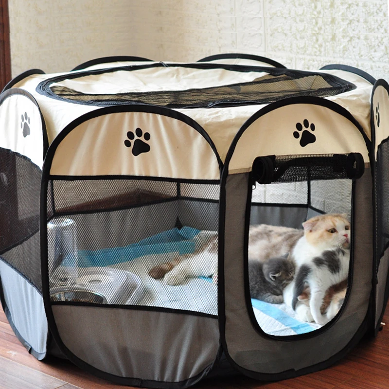 

Палатка для собак, переносной дом, дышащие уличные питомники, заборы, комната для доставки домашних животных и кошек, удобный в эксплуатации восьмиугольный манеж, ящик для собак