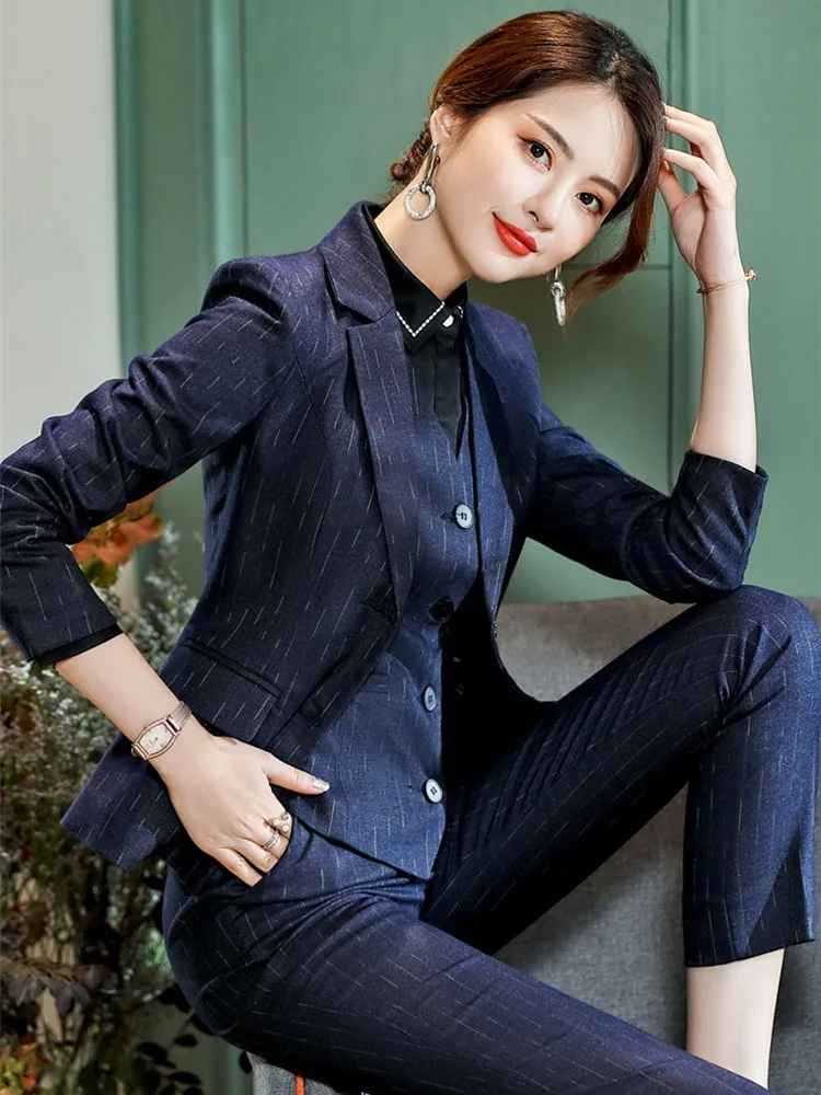 Модные полосатые деловые женские костюмы высококачественная ткань весна-осень