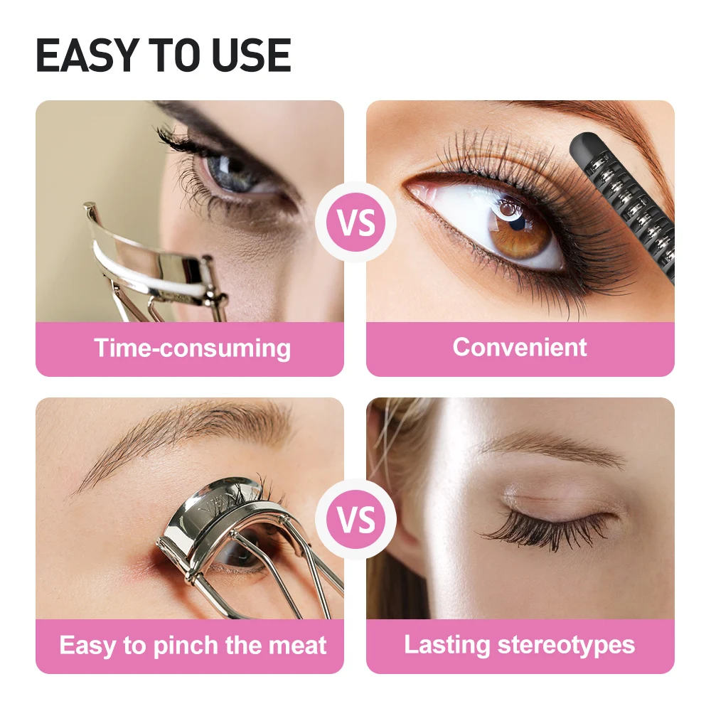 

MIni Electric Eyelash Curler Women Eye Lashes Curling Comb Long Lasting USB Rechargeable Electric Heated Eyelash Curler Device