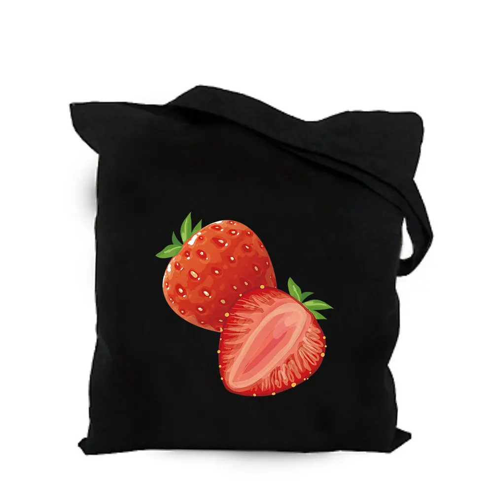 cotton canvas bag 01 Эко хлопок парусина Сумка-тоут Клубника сумка на плечо женская большая хозяйственная сумка складная рекламная милая сумка - Цвет: cotton canvas bag 01