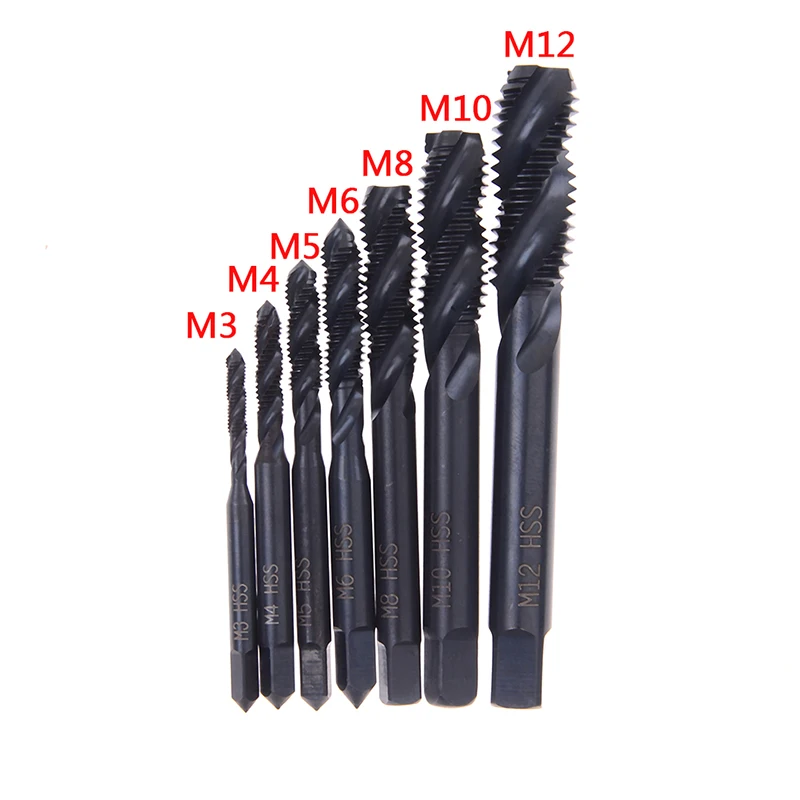 

7PCS HSS Machine Screw Thread Metric Plug Tap Drill Set M3 M4 M5 M6 M8 M10 M12