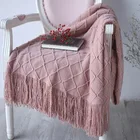 Покрывало вязаное мягкое, розовое, 127*170 см, Текстиль для дома