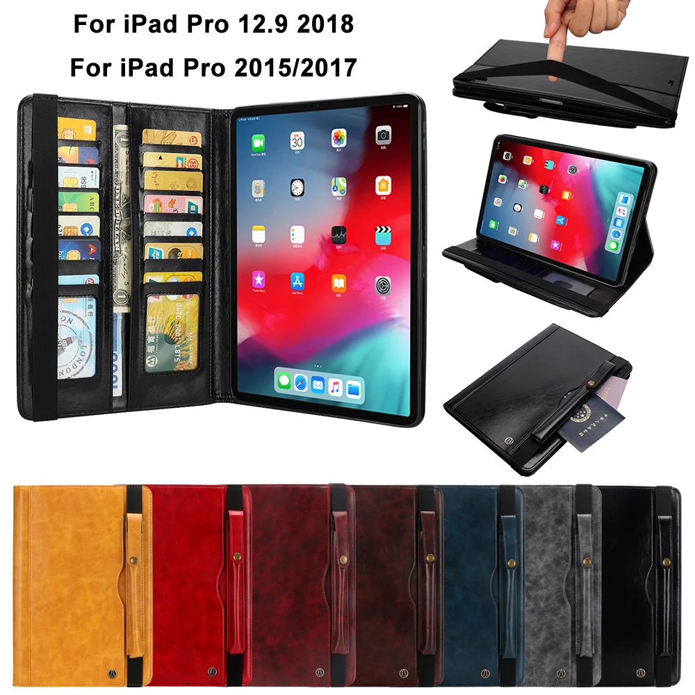 

PU Leather Case For iPad Pro 12.9 2018 With Pencil Holder Cover Auto Sleep/Wake Smart Case For iPad Pro 12.9 2017 2015