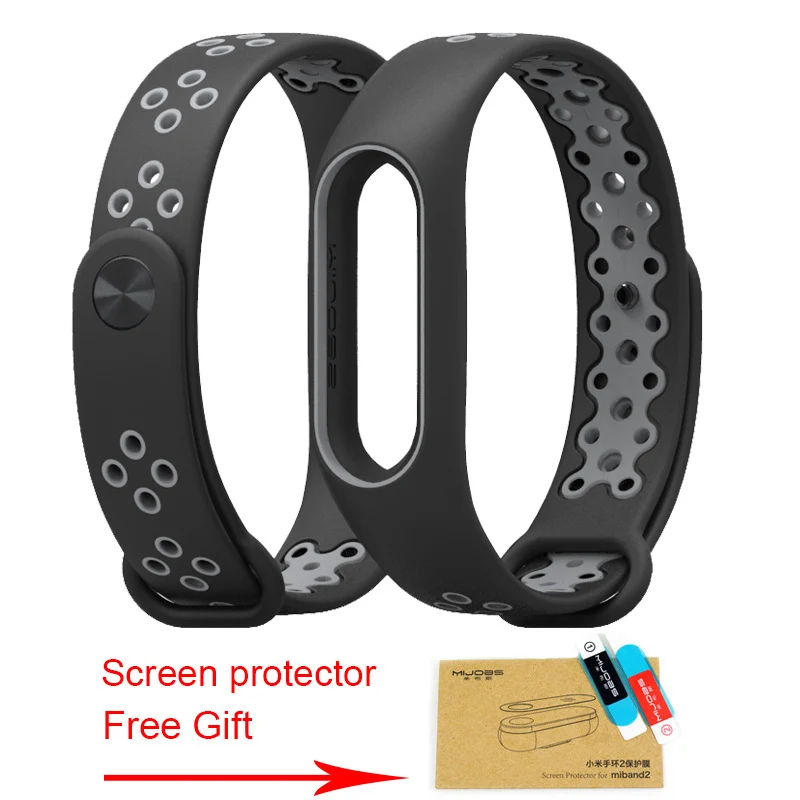 Xiaomi mi ремешок, 2 ремешка, браслет, цветной ремешок для mi Band 2, браслет, сменный смарт-браслет, аксессуары для mi band 2, силиконовый - Цвет: Black gray